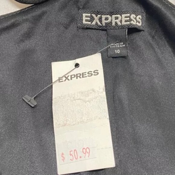 Express Dress Women's Size 10 Black Spaghetti Strap Front Slit Office Wear NWT - Picture 11 of 11